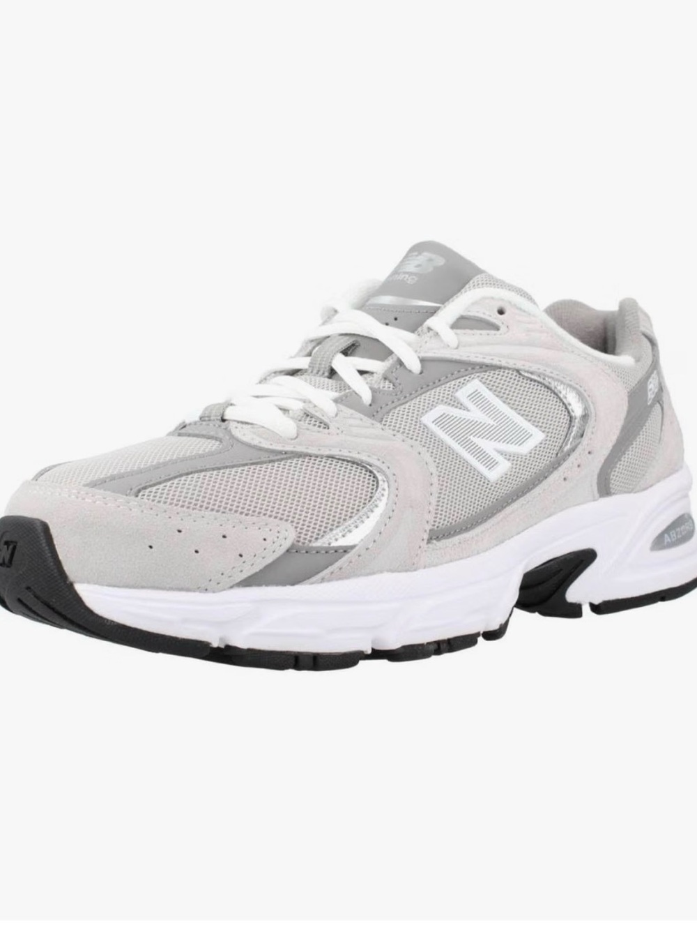 New Balance Men’s Gray and White Mesh Suede Sneaker